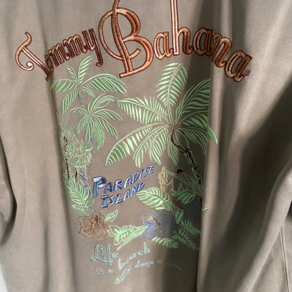 Tommy Bahama's Button Down Shirt 100% Silk "life is a beach, 365 a year" Size L - Picture 3 of 6